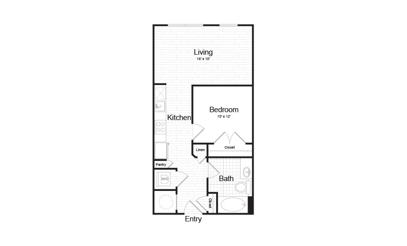 AMO-1.02 - 1 Bed | 1 Bath | 577 sq. ft.